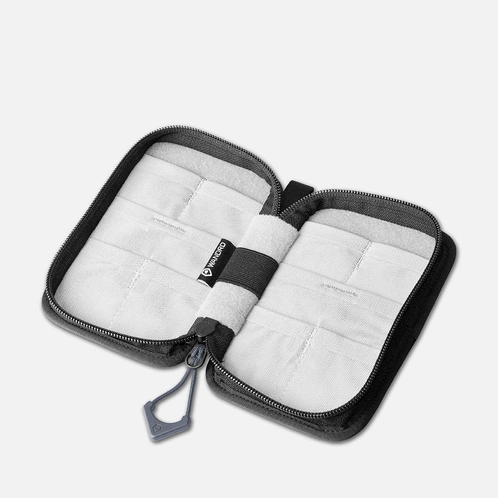 WANDRD Memory Card Case in Aegean Blue — interior view
