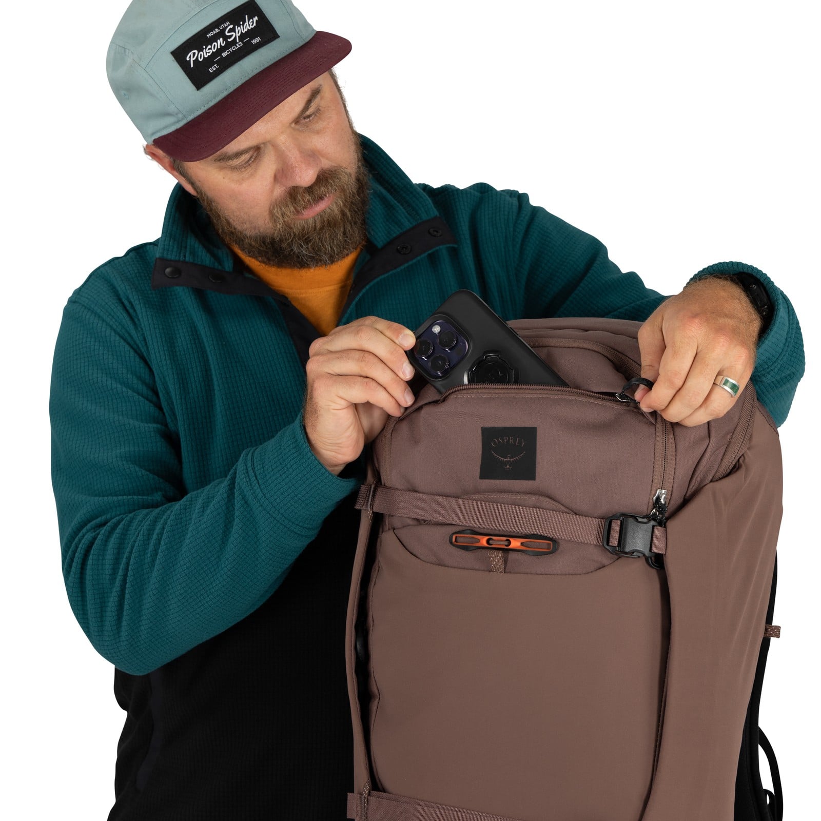 Osprey Metron 24 Commuter Backpack 24L in Magma Brown — detail view 4