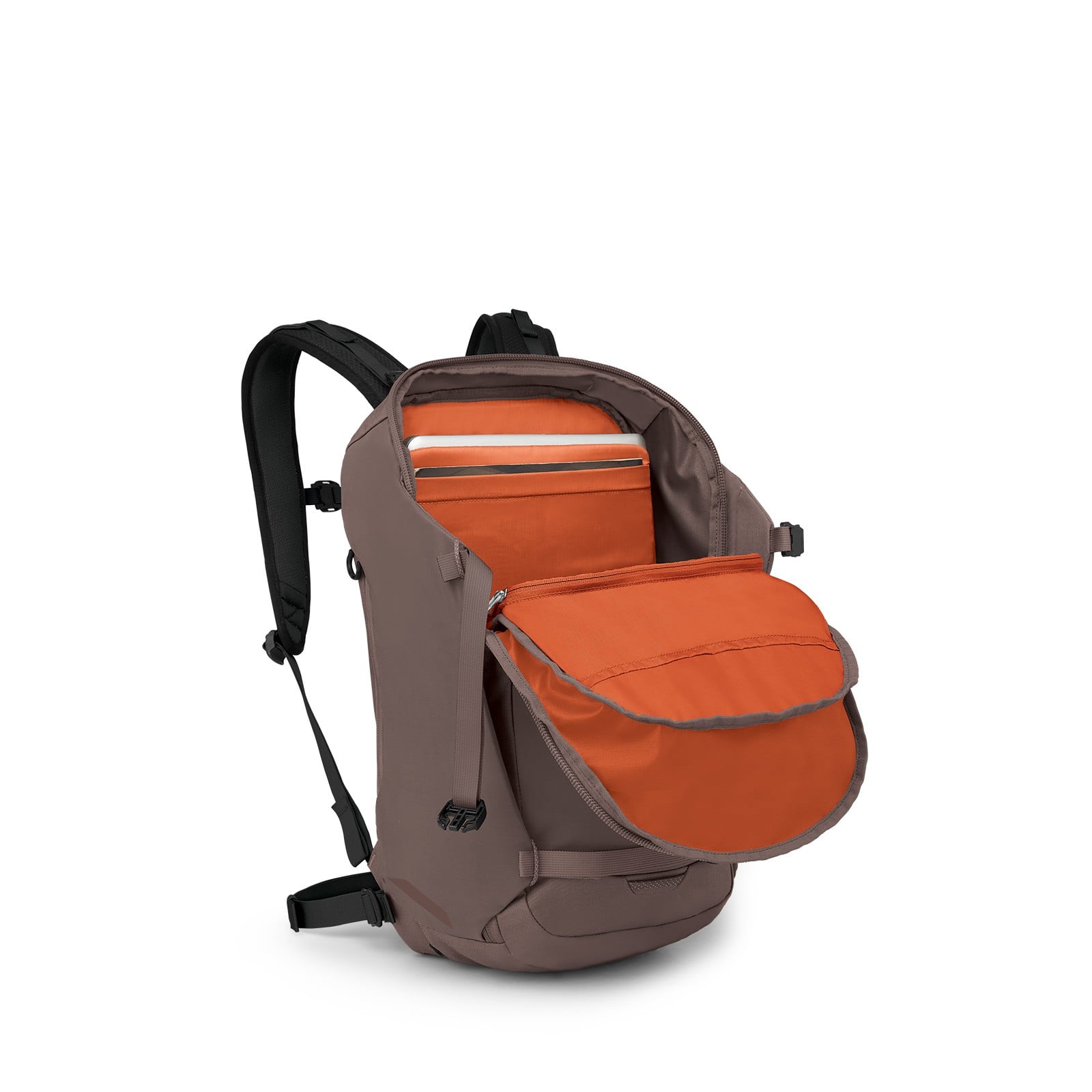 Osprey Metron 24 Commuter Backpack 24L in Magma Brown — angle view 3