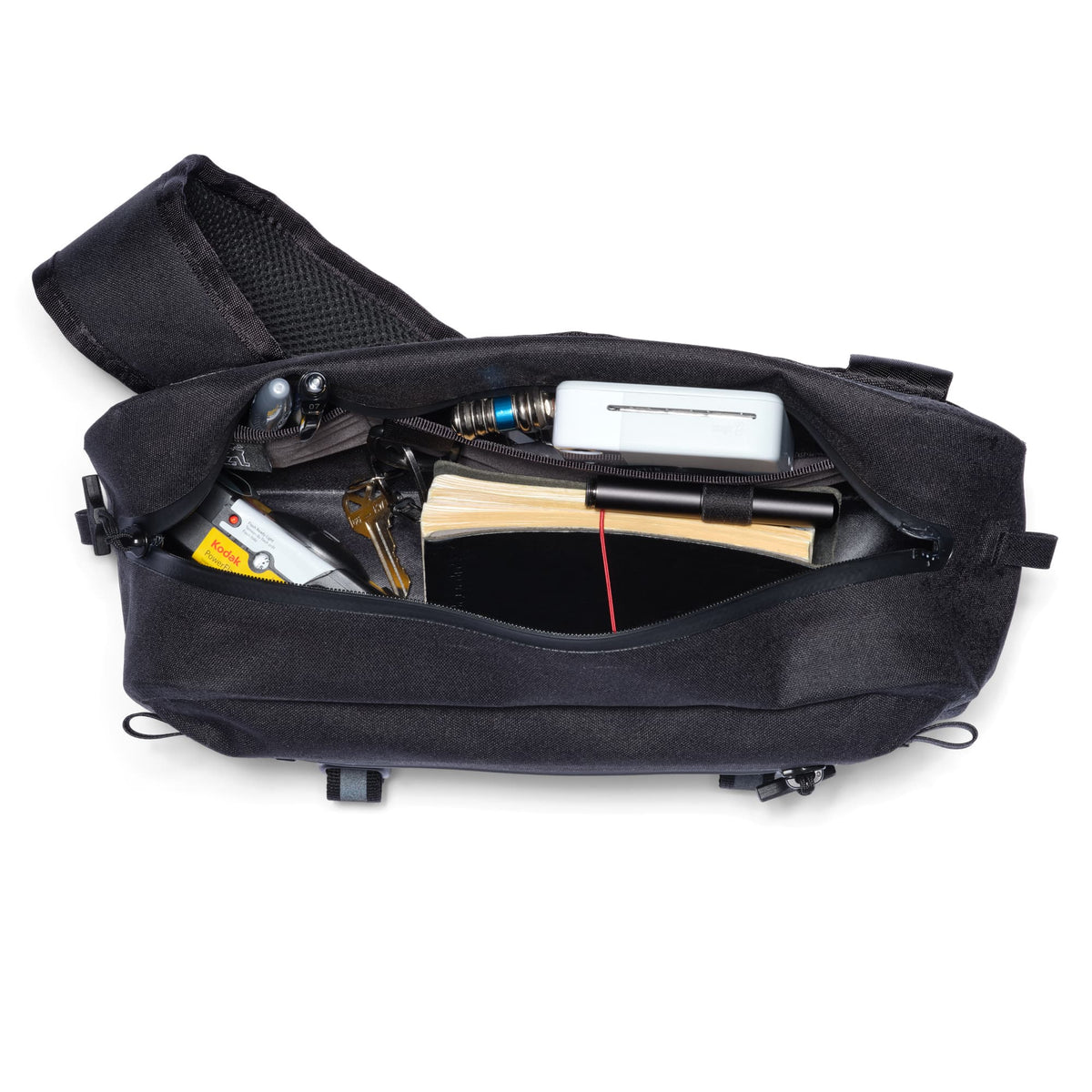 Chrome Industries Mini Kadet WP Sling Bag 5L in Black — interior view