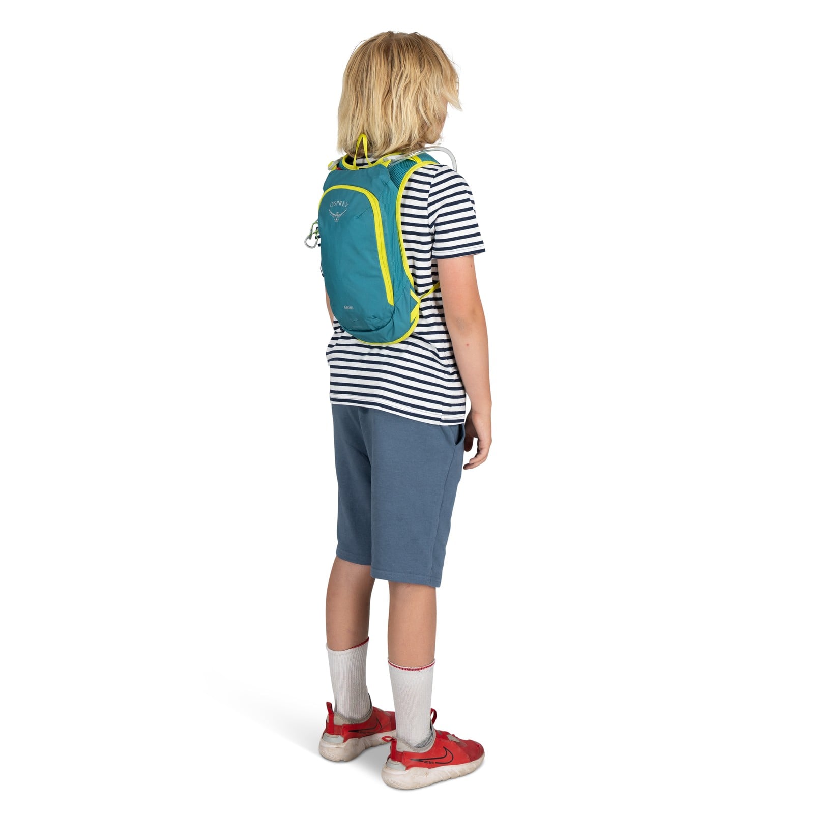 Osprey Moki 3 Kids Hydration Backpack 3L in Blue Spikemoss — lifestyle 2