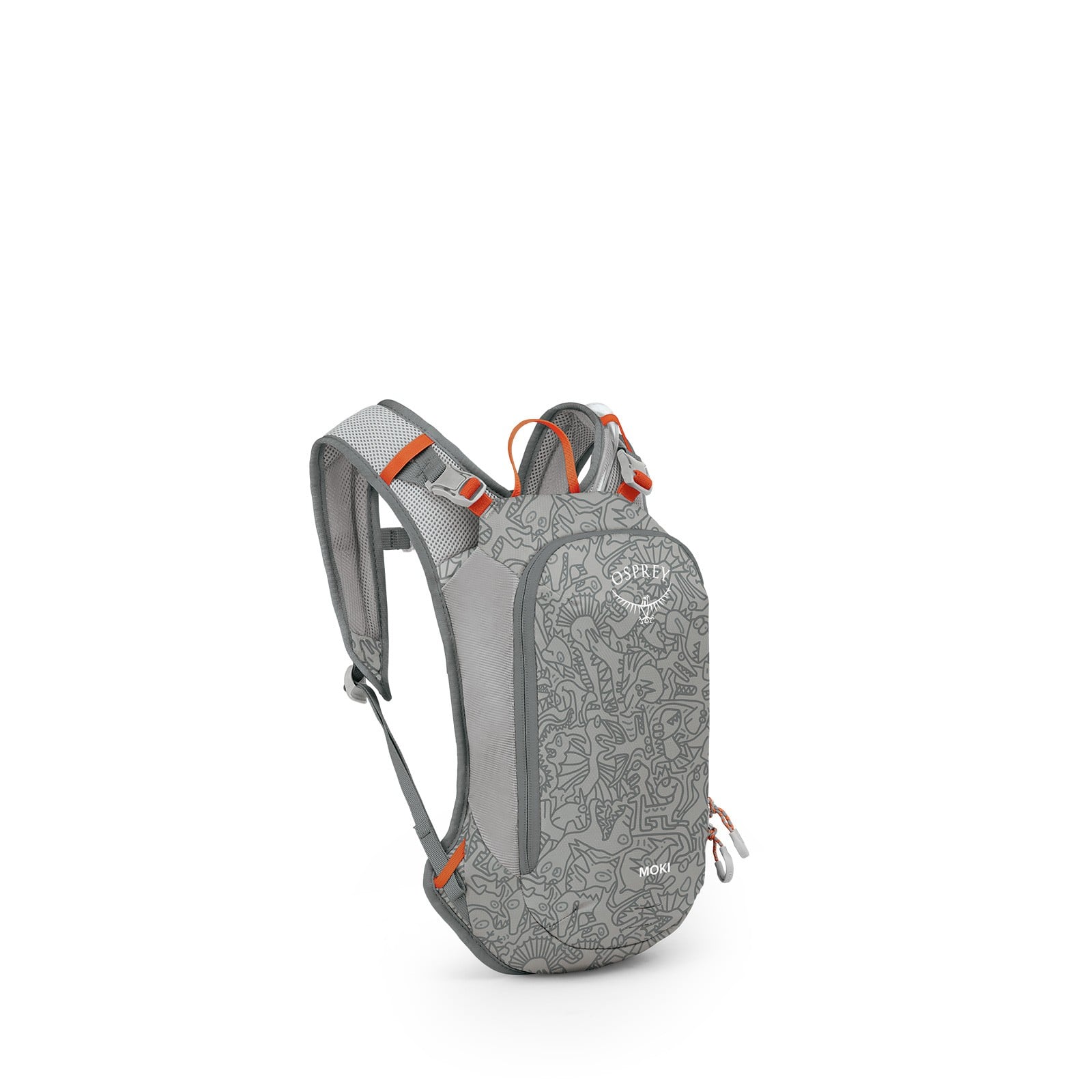 Osprey Moki 3 Kids Hydration Backpack 3L in Hungry Dino Print — angle view 2
