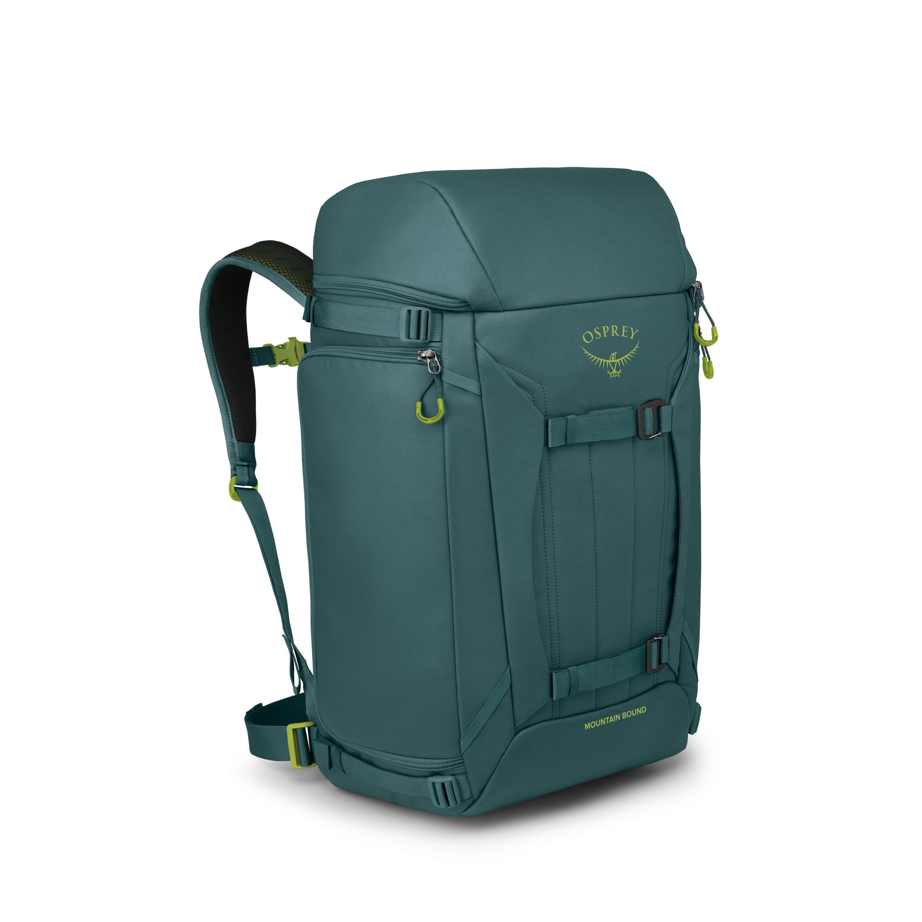Osprey Mountain Bound Ski & Snowboard Boot Backpack Plus 55L in Cascade Blue — angle view 2
