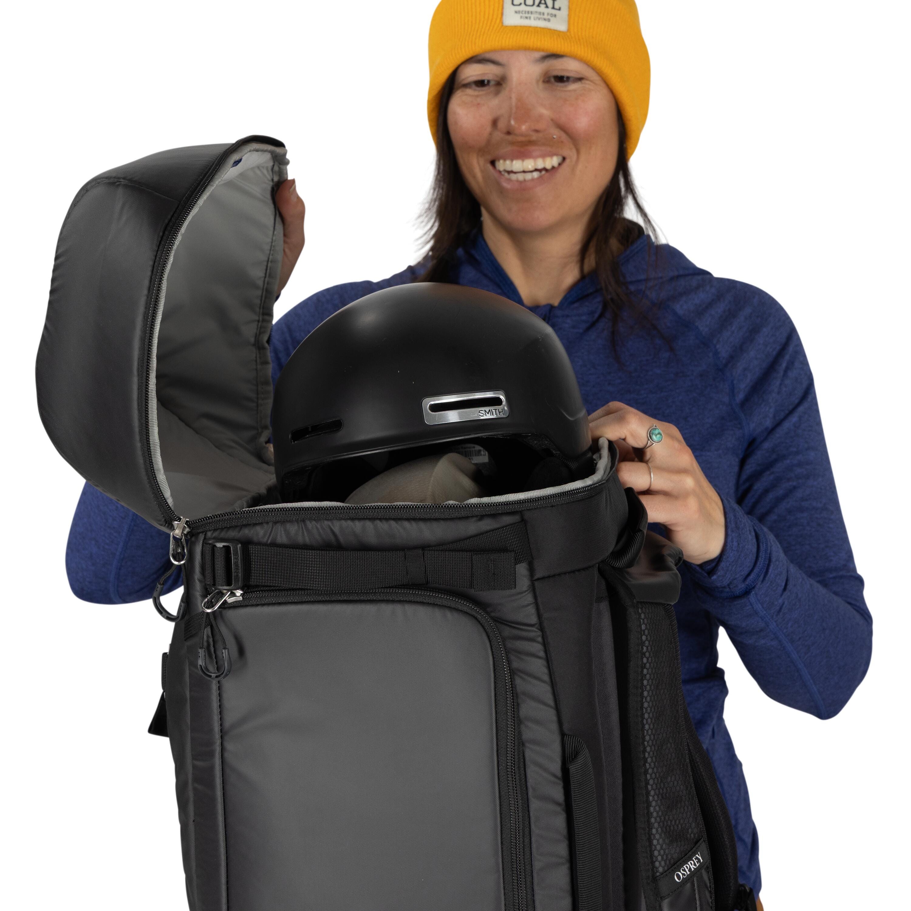Osprey Mountain Bound Ski & Snowboard Boot Backpack Plus 55L in Black — detail view