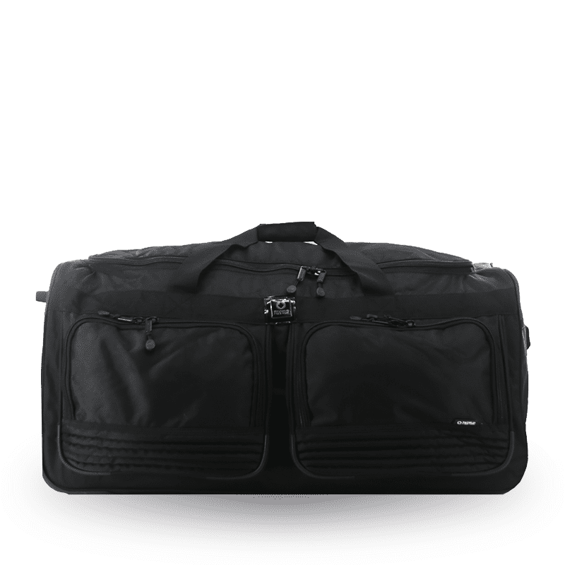 J World Brighton Rolling Duffel Bag in Black — front view