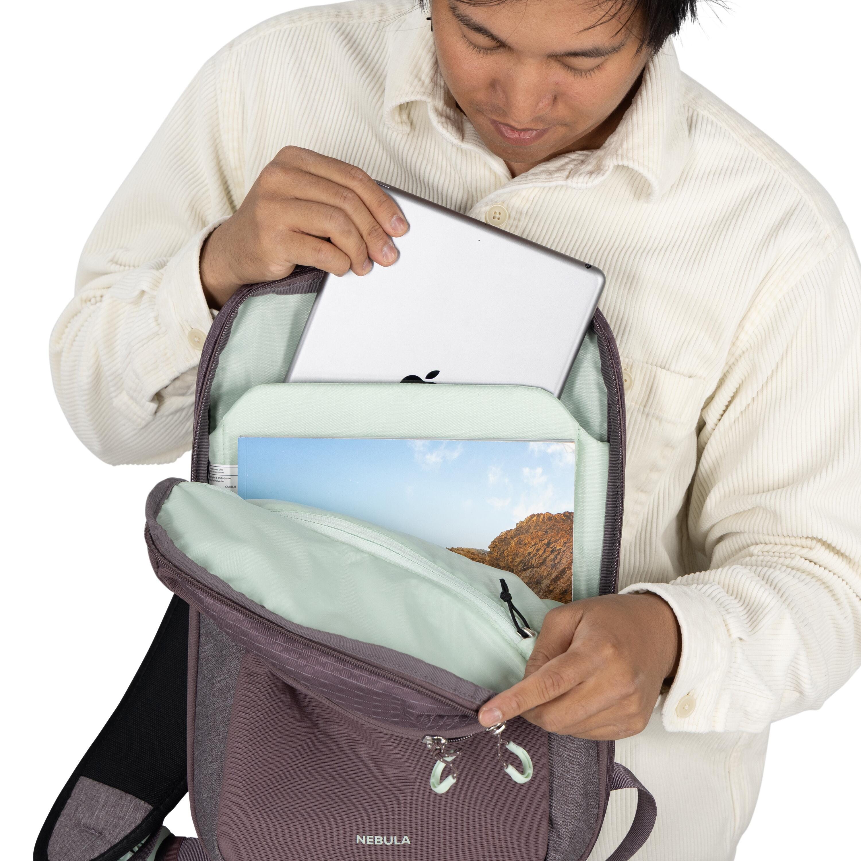 Osprey Nebula Sling 11L in Graphite-Purple Heather — detail view