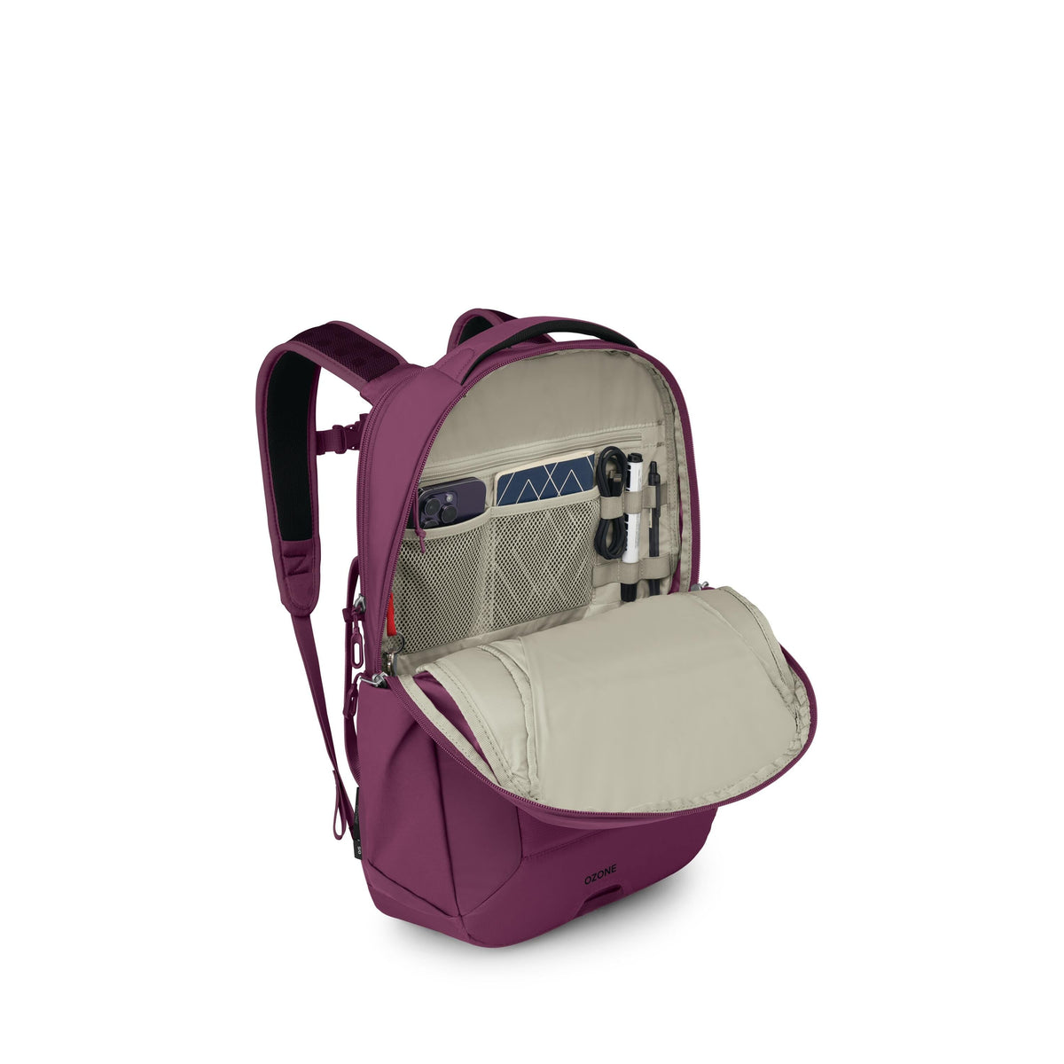 Osprey Ozone Laptop Backpack 28L in Moody Burgundy — angle view 3
