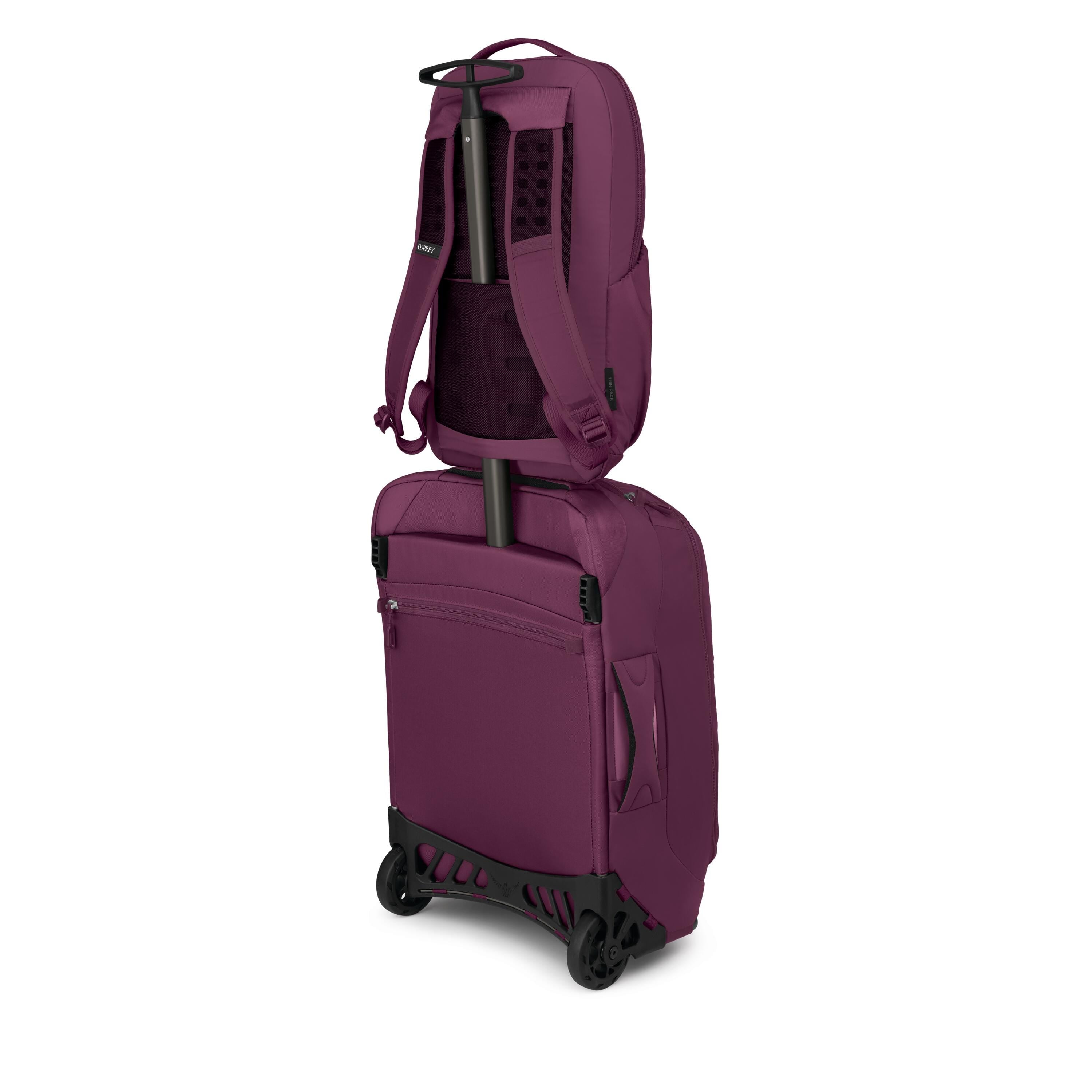 Osprey Ozone Slim Pack Travel Backpack 10L in Moody Burgundy — angle view 4