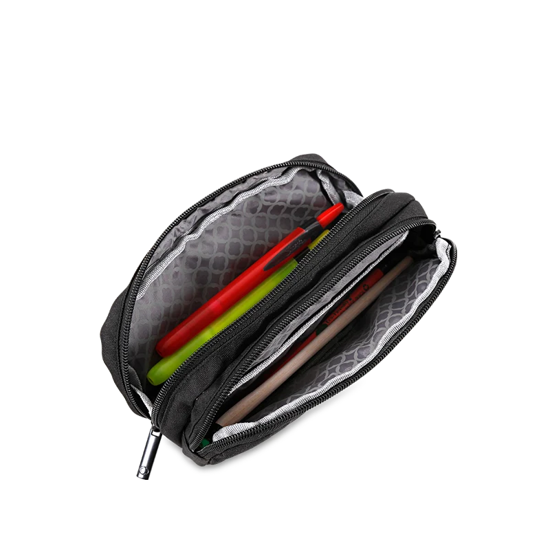 J World Jojo Double Compartment Pencil Case in Black — interior view # color_Black