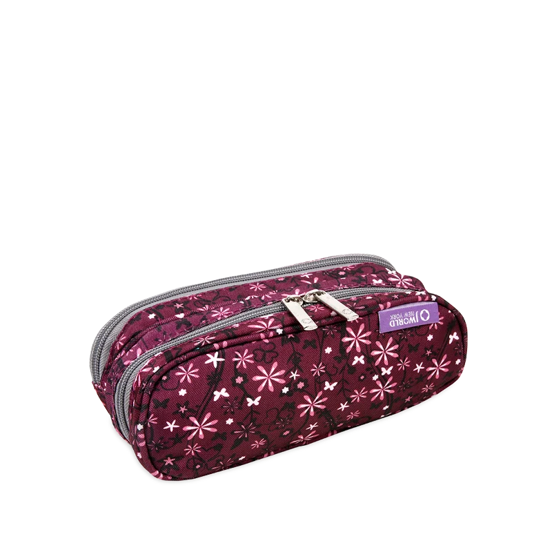 J World Jojo Double Compartment Pencil Case in Garden Purple — angle view 2 # color_Garden Purple
