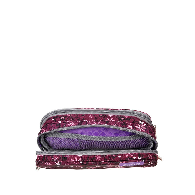J World Jojo Double Compartment Pencil Case in Garden Purple — interior view 2 # color_Garden Purple