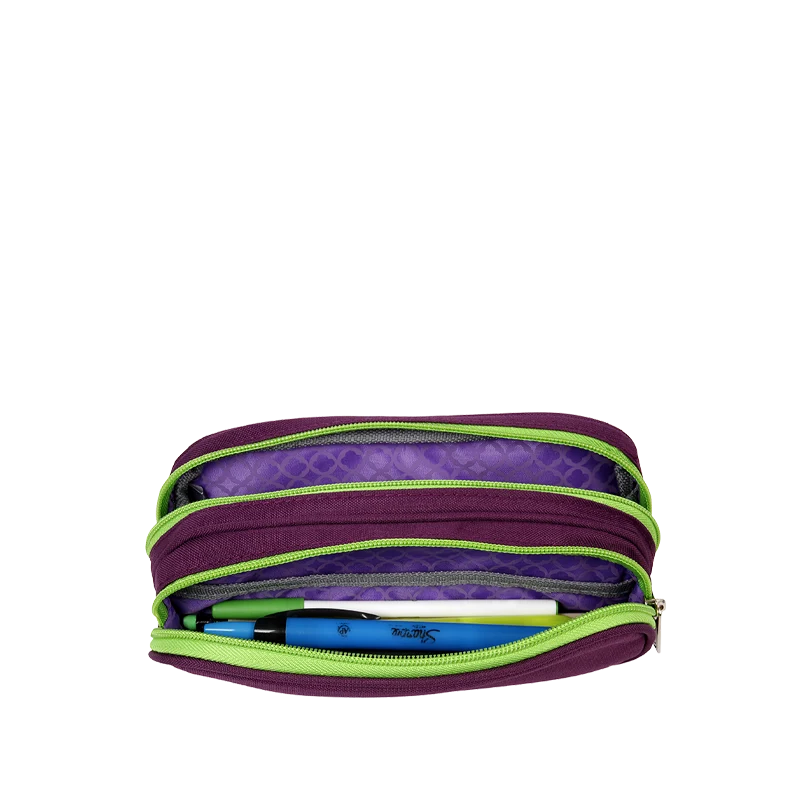 J World Jojo Double Compartment Pencil Case in Purple — interior view # color_Purple