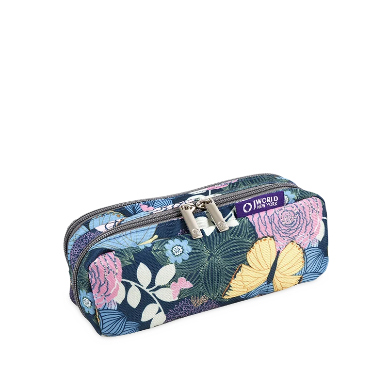 J World Jojo Double Compartment Pencil Case in Secret Garden — angle view 2 # color_Secret Garden
