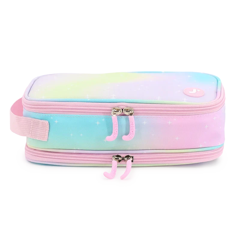 J World Doodle Pencil Case with Handle Strap in Aurora — front view 2 # color_Aurora