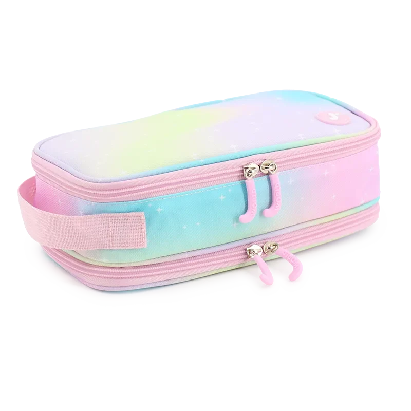 J World Doodle Pencil Case with Handle Strap in Aurora — angle view 2 # color_Aurora