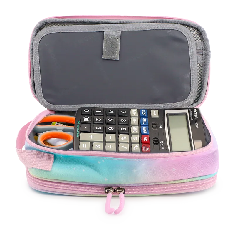 J World Doodle Pencil Case with Handle Strap in Aurora — interior view 2 # color_Aurora