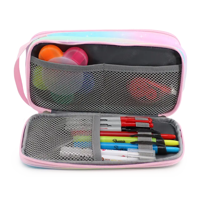 J World Doodle Pencil Case with Handle Strap in Aurora — interior view 3 # color_Aurora