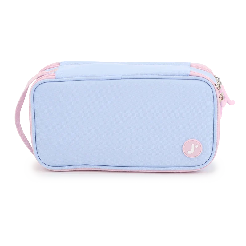 J World Doodle Pencil Case with Handle Strap in Baby Blue — front view # color_Baby Blue