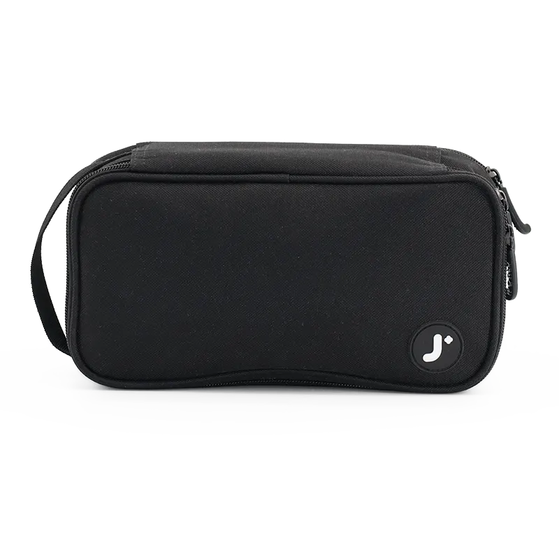 J World Doodle Pencil Case with Handle Strap in Black — front view # color_Black