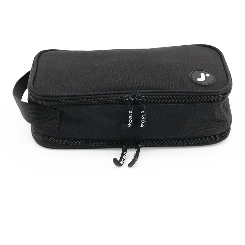 J World Doodle Pencil Case with Handle Strap in Black — front view 2 # color_Black