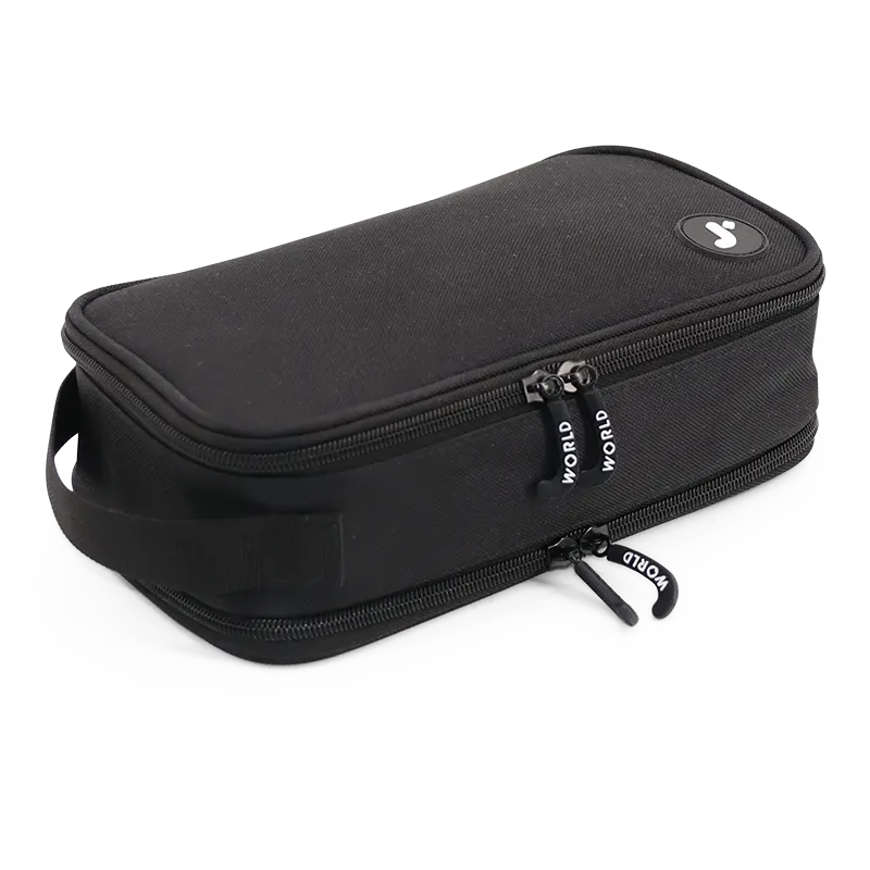 J World Doodle Pencil Case with Handle Strap in Black — angle view 2 # color_Black