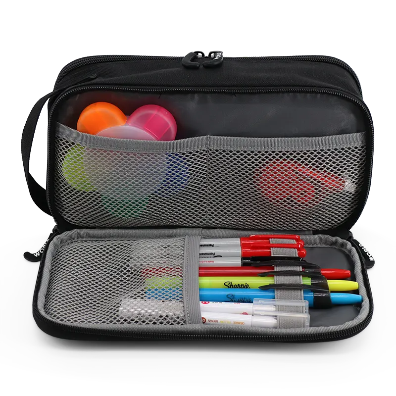 J World Doodle Pencil Case with Handle Strap in Black — interior view 3 # color_Black