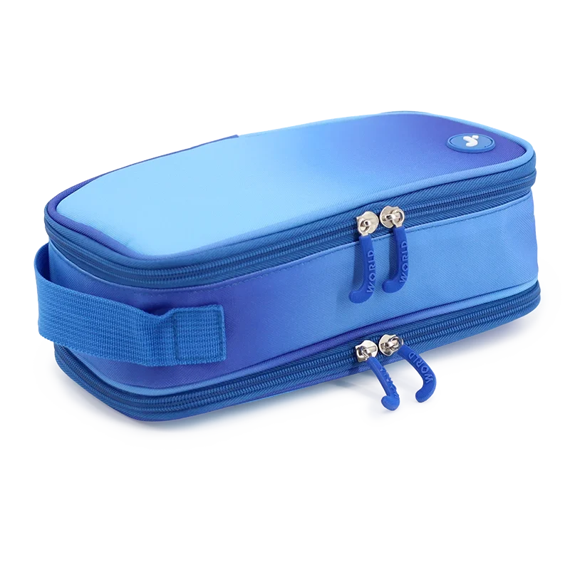 J World Doodle Pencil Case with Handle Strap in Blue Gradient — angle view 2 # color_Blue Gradient