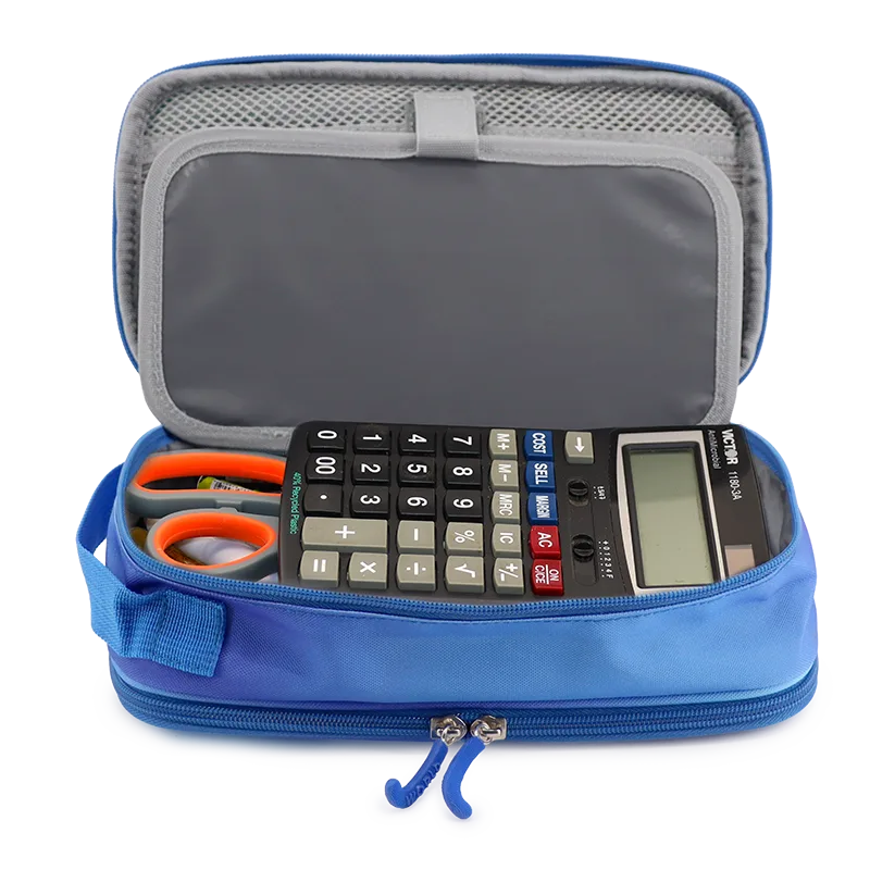 J World Doodle Pencil Case with Handle Strap in Blue Gradient — interior view 2 # color_Blue Gradient