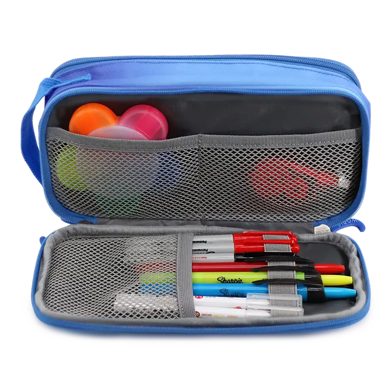 J World Doodle Pencil Case with Handle Strap in Blue Gradient — interior view 3 # color_Blue Gradient
