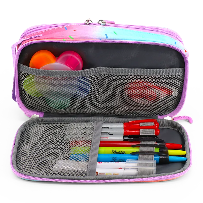 J World Doodle Pencil Case with Handle Strap in Confetti — interior view 3 # color_Confetti