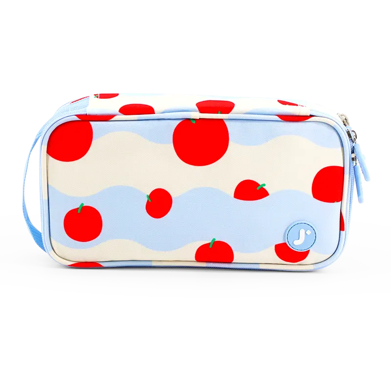 J World Doodle Pencil Case with Handle Strap in Floating Apple — front view # color_Floating Apple