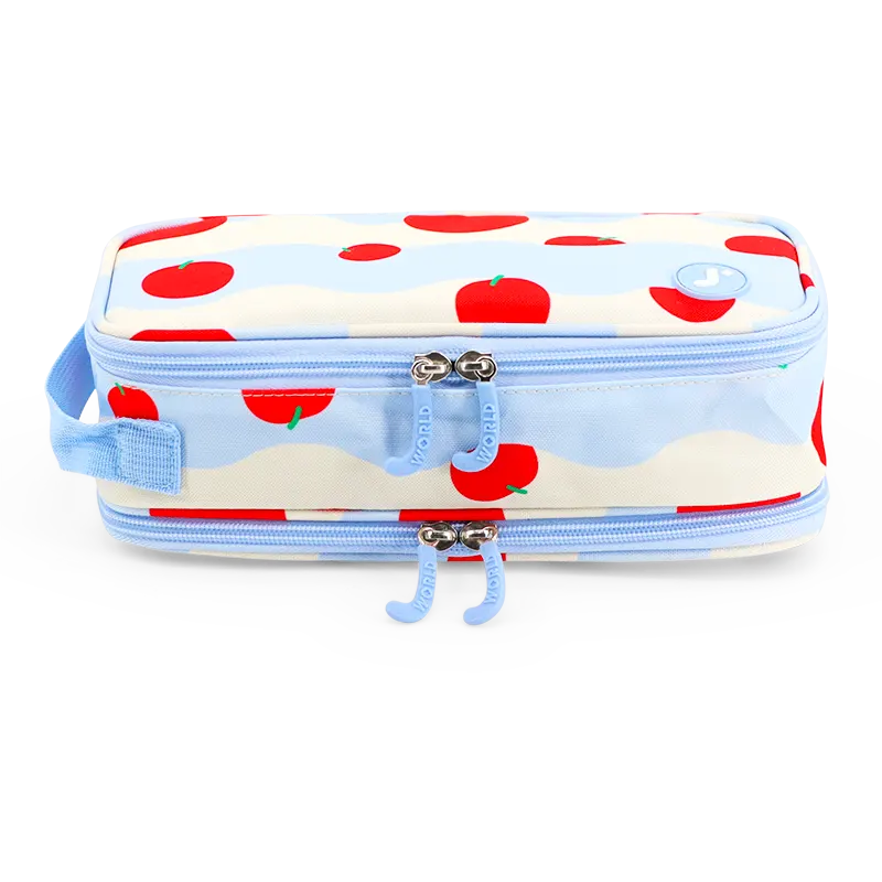 J World Doodle Pencil Case with Handle Strap in Floating Apple — front view 2 # color_Floating Apple