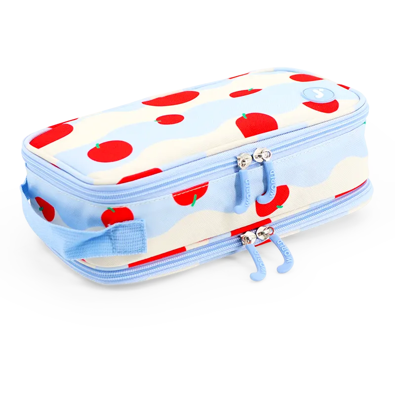 J World Doodle Pencil Case with Handle Strap in Floating Apple — angle view 2 # color_Floating Apple