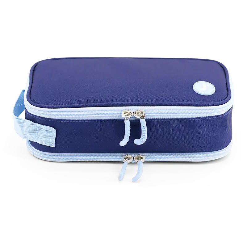 J World Doodle Pencil Case with Handle Strap in Navy — front view 2 # color_Navy