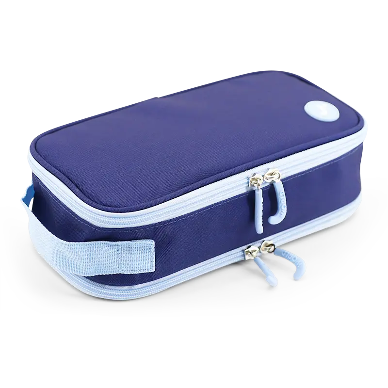 J World Doodle Pencil Case with Handle Strap in Navy — angle view 2 # color_Navy