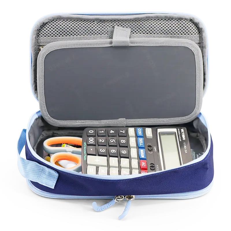 J World Doodle Pencil Case with Handle Strap in Navy — interior view 2 # color_Navy