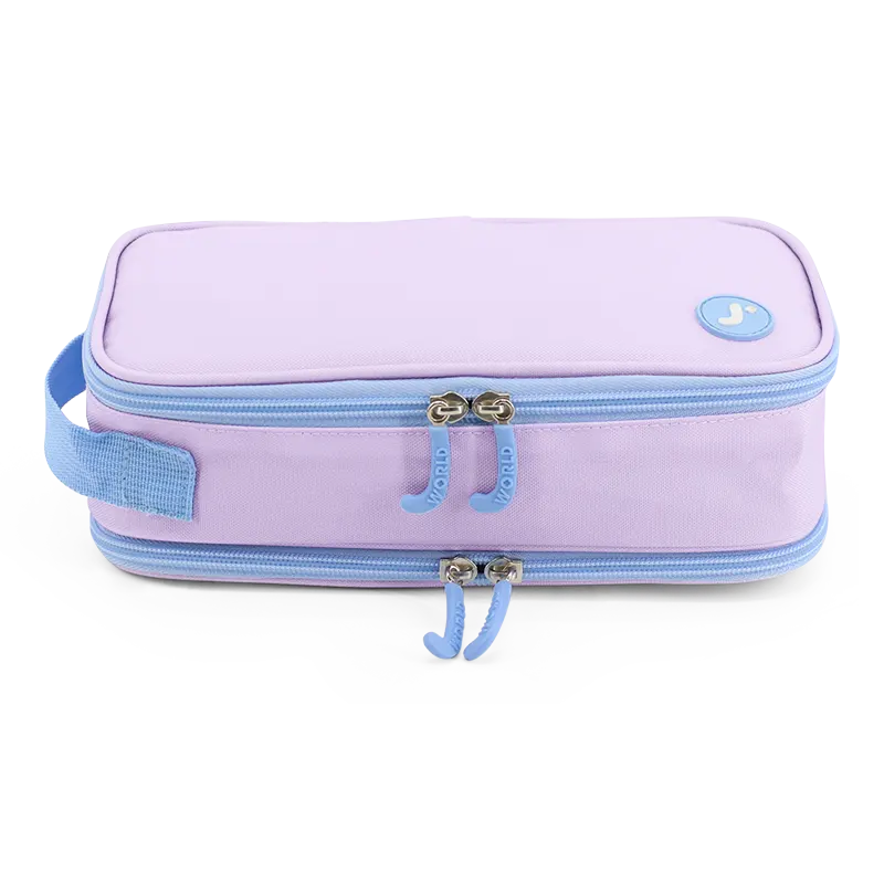 J World Doodle Pencil Case with Handle Strap in Purple — front view 2 # color_Purple