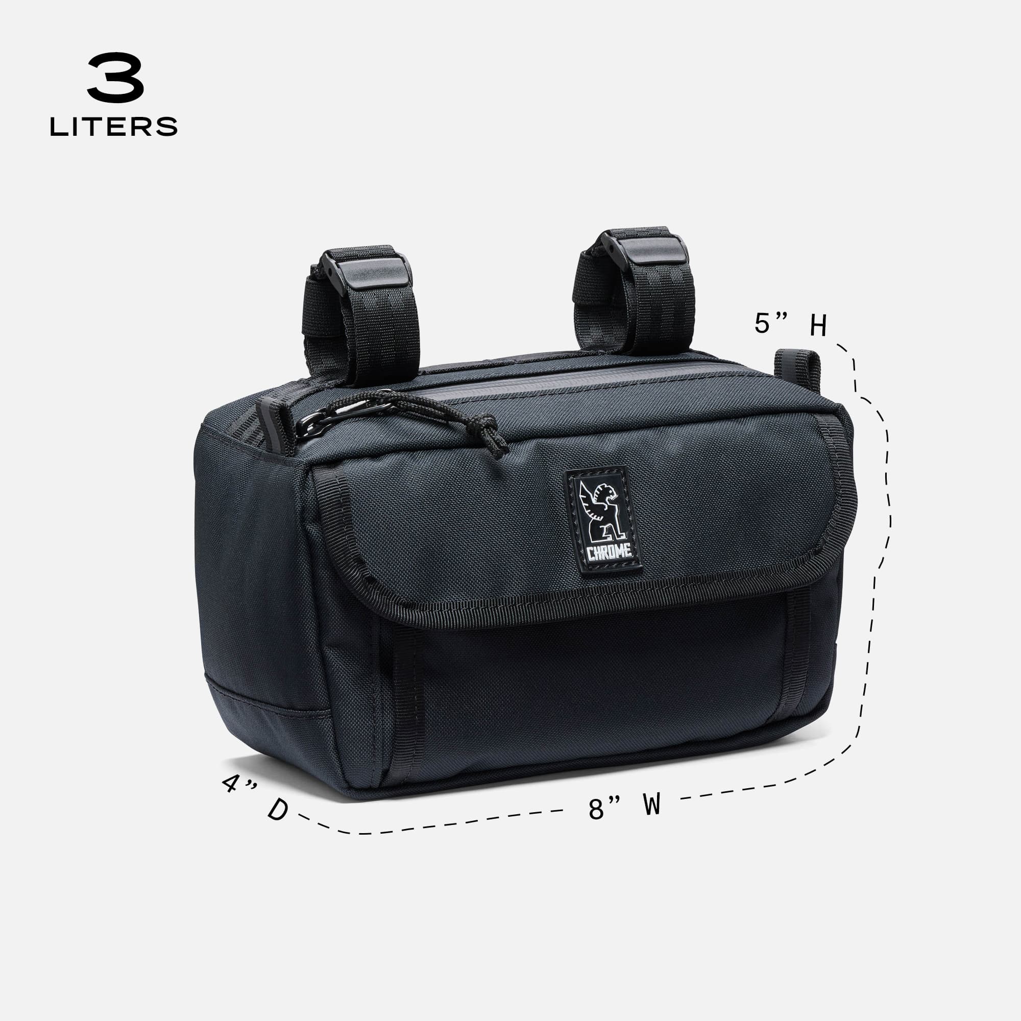 Chrome Industries Holman Handlebar Bag in Black XRF — detail view