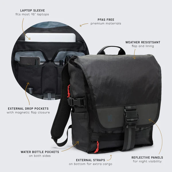 Chrome Industries Warsaw Pack 30L backpack – black, front view