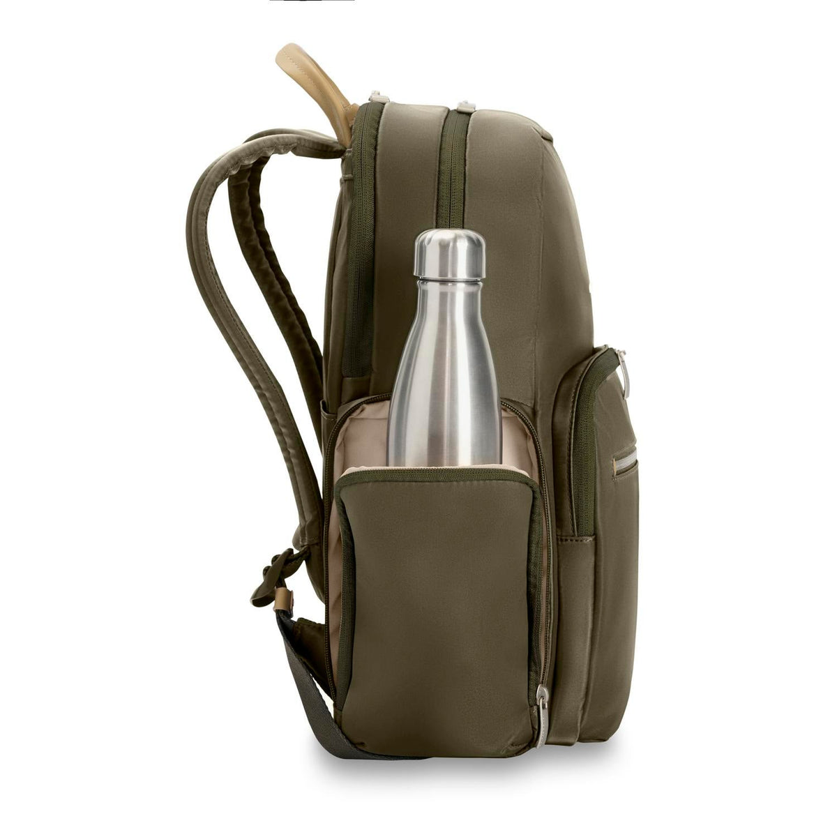 Briggs & Riley Rhapsody Medium Backpack in Olive — side view 2