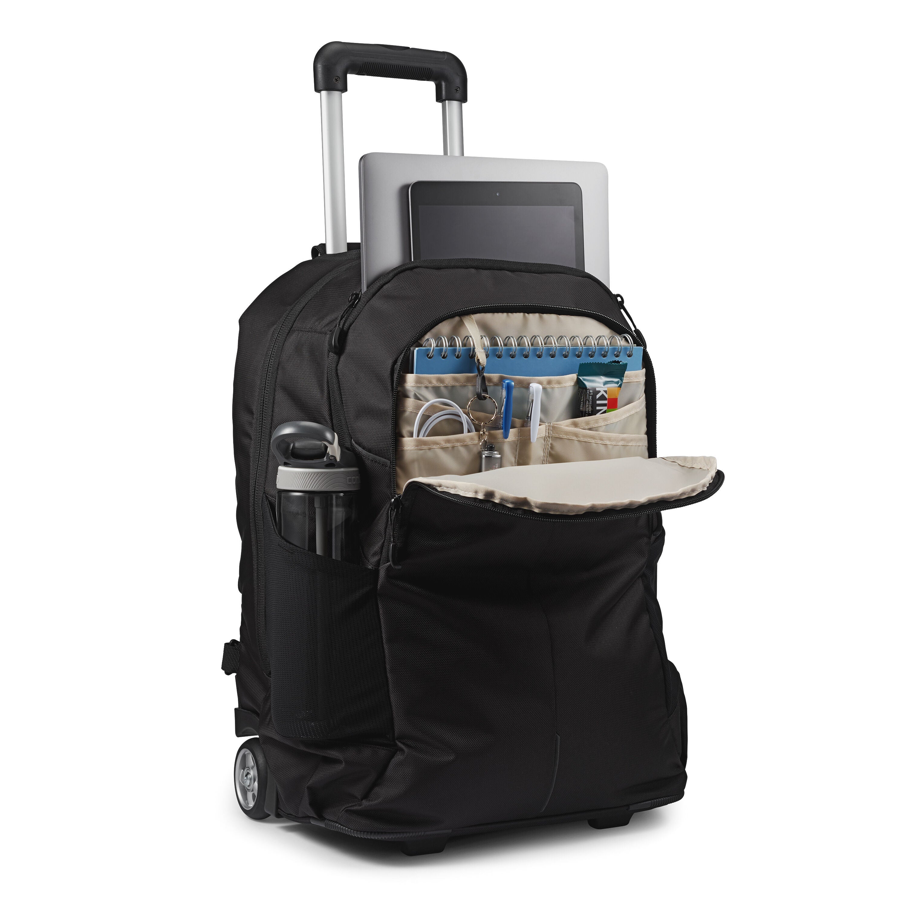 High Sierra Powerglide Pro Wheeled Backpack in Black — interior view