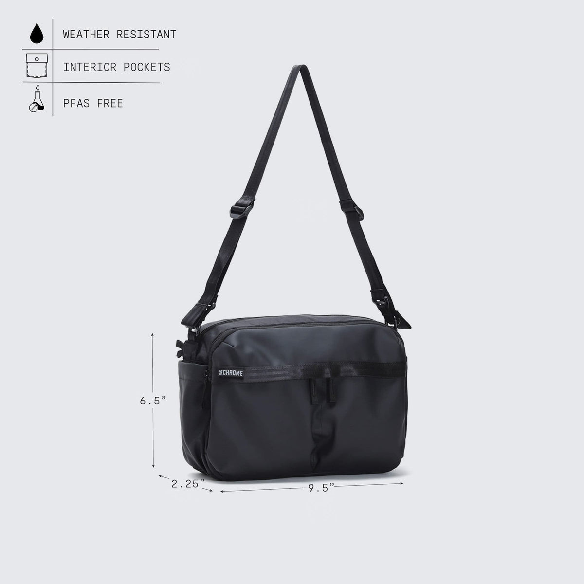 Chrome Industries Pac Shoulder Pouch 3L in Matte Black — detail view 2