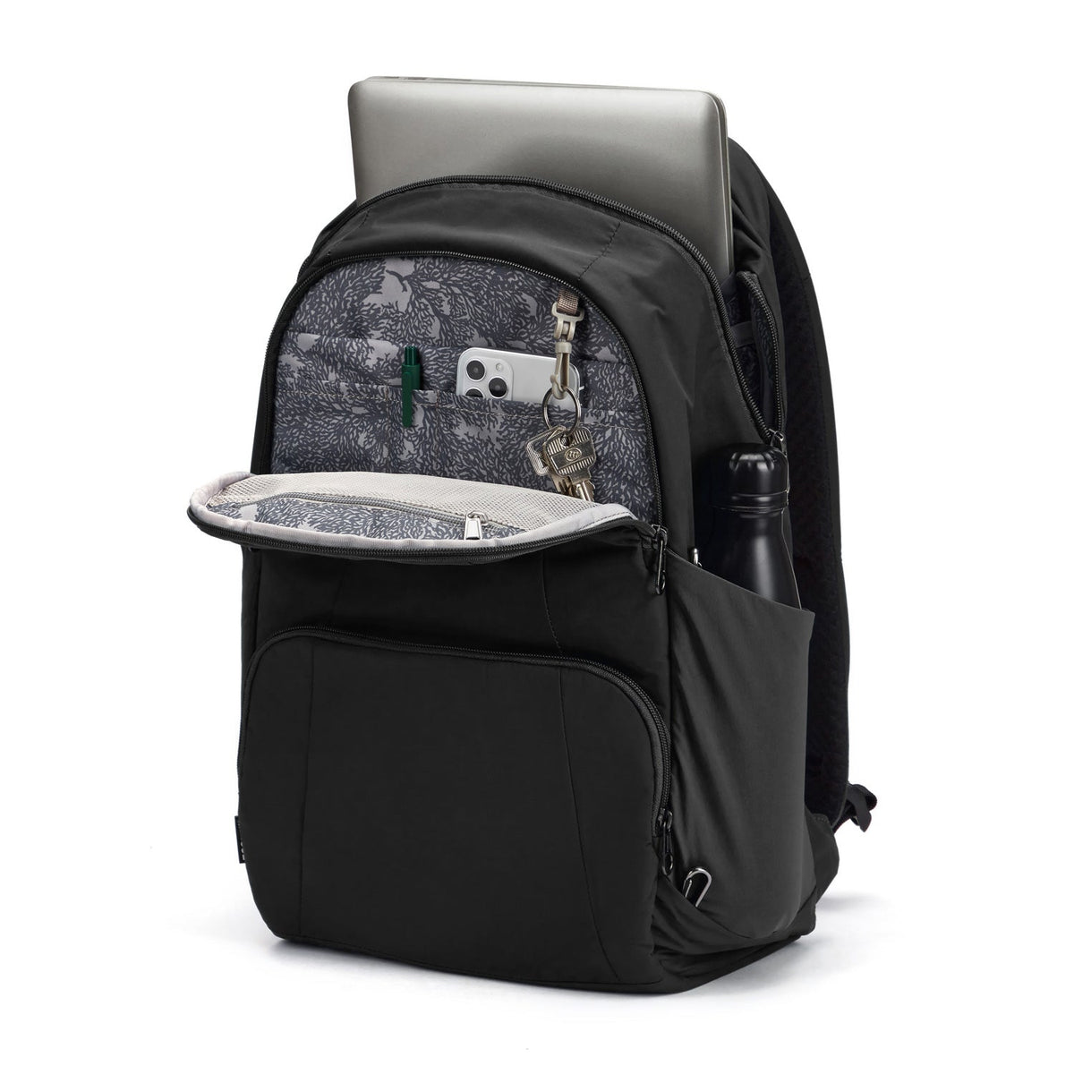 Pacsafe Metrosafe LS450 ECONYL Anti-Theft 25L Backpack in Econyl Black — interior view