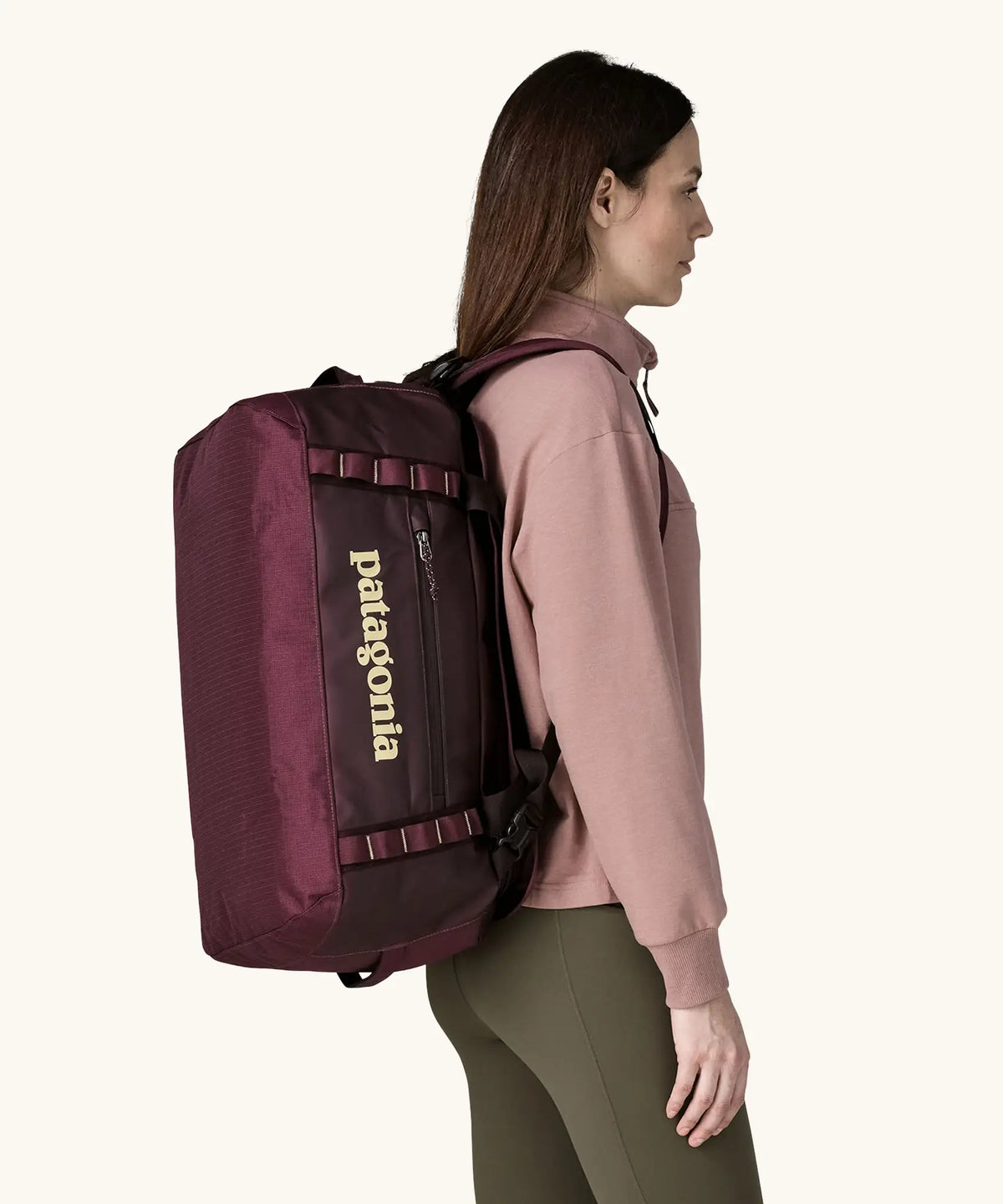 Patagonia Black Hole Duffel 40L in Berry Fig — lifestyle