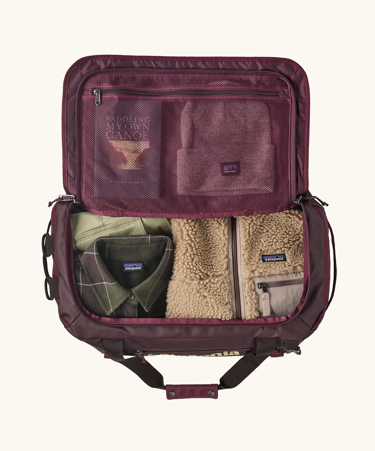 Patagonia Black Hole Duffel 40L in Berry Fig — interior view