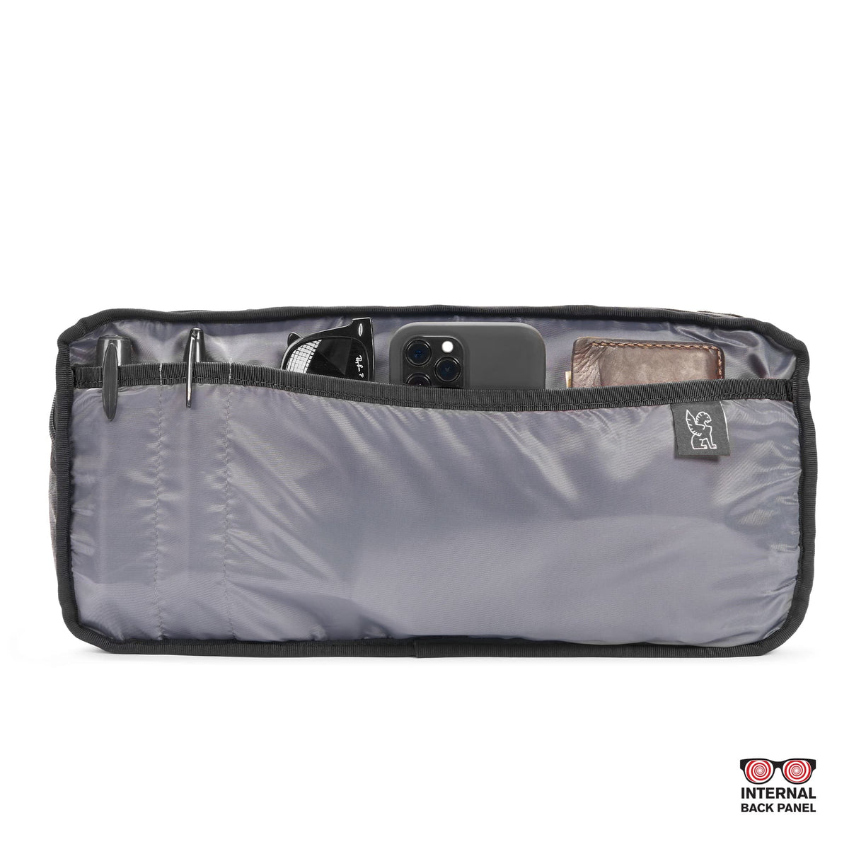 Chrome Industries Kadet Sling Bag 9L in Steel Blue — interior view