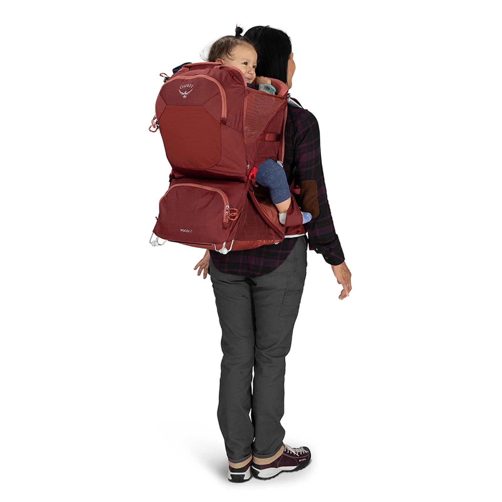 Osprey Poco LT Child Carrier 25L in Red Mountain — lifestyle 2