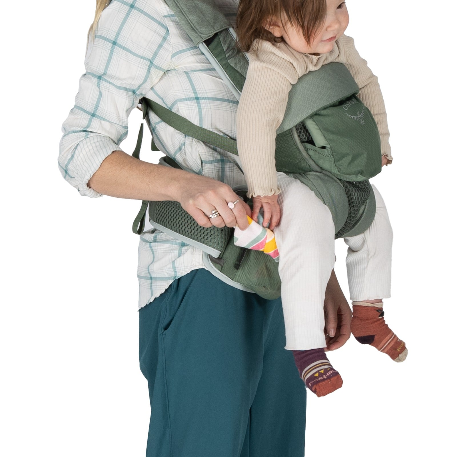 Osprey Poco Soft Child Carrier in Koseret Green — detail view
