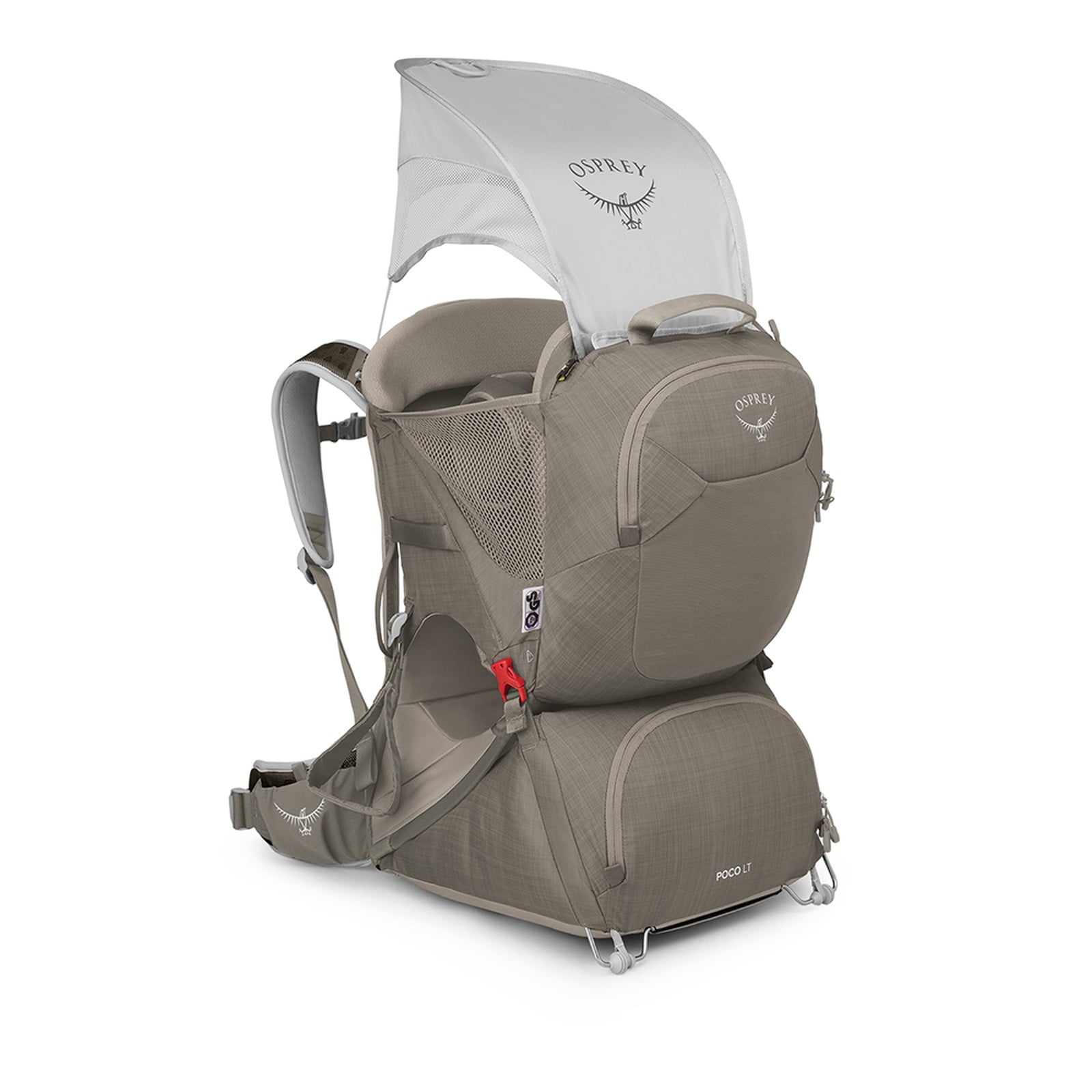 Osprey Poco LT Child Carrier 25L in Tan Concrete — angle view 7