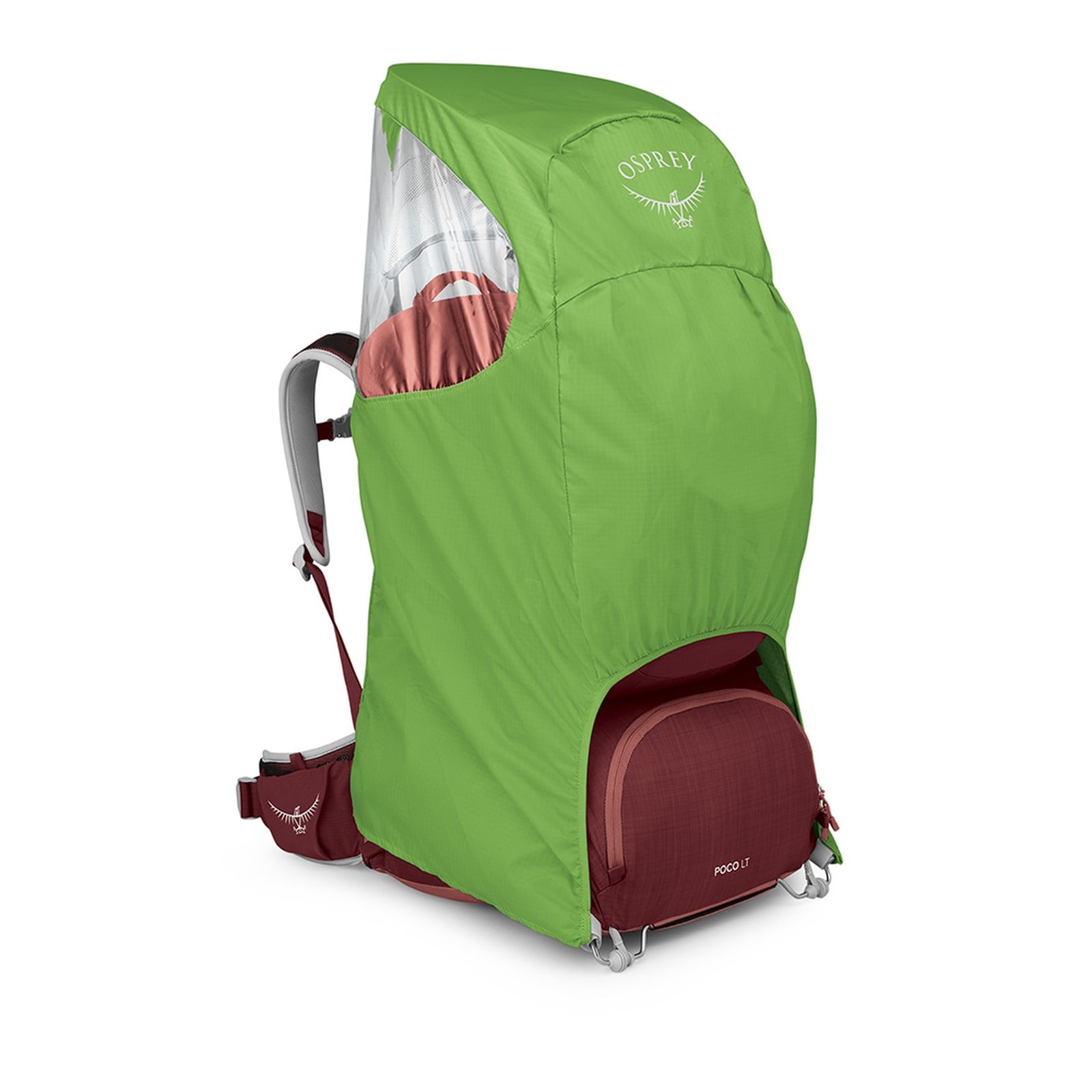 Osprey Poco LT Child Carrier 25L in Red Mountain — angle view 3